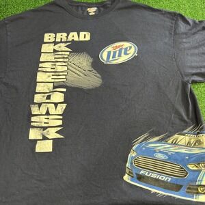 NASCAR Brad Keslowski #2 Miller Lite Blue Short Sleeve Graphic T-Shirt Size 3XL